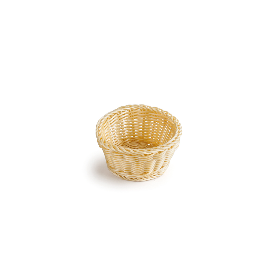 Cesto de Serviço Redondo Polyratan Espiga Dourada 22x8 cm