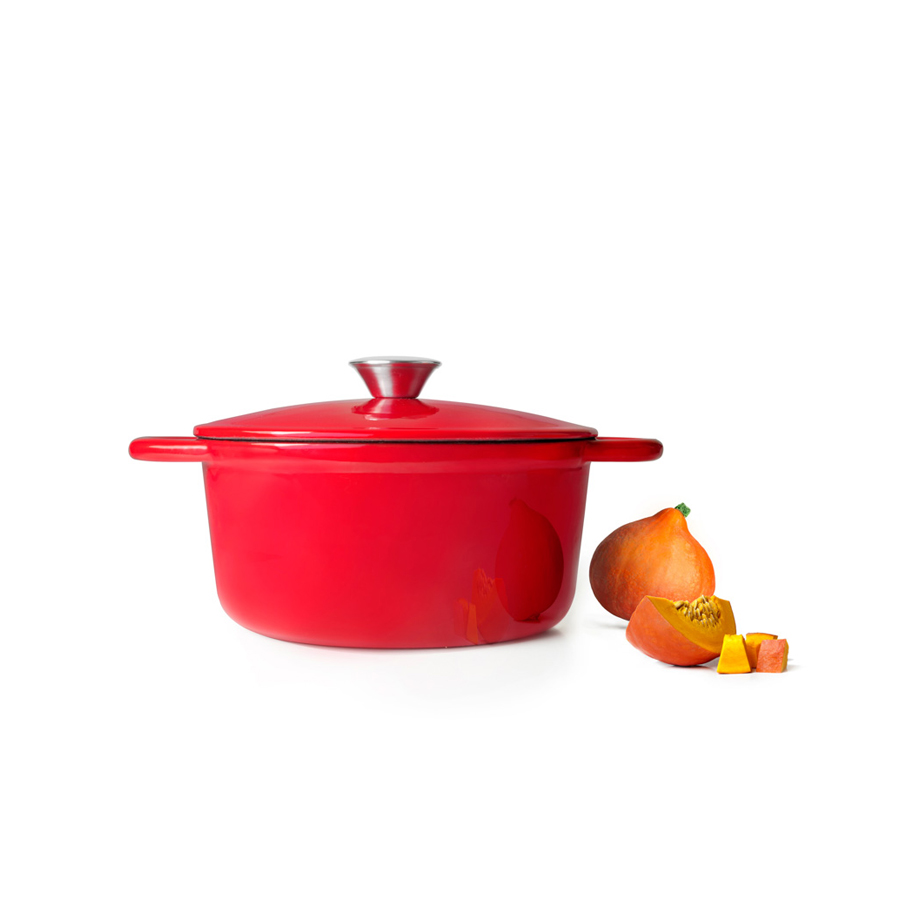 Cocotte Redonda Ferro Fundido Esmaltado 24 cm Vermelha
