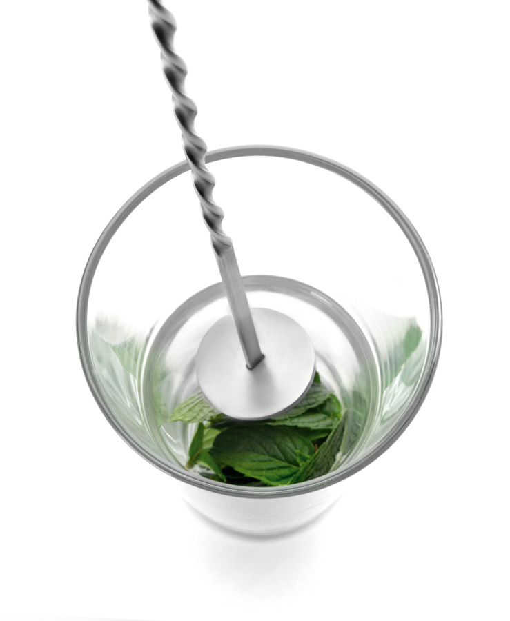 Colher de Bar com Macerador para Cocktails em Aço Inoxidável