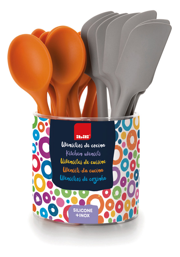 Colher e Espátula Sortido Silicone e Aço Inoxidável para Cozinha