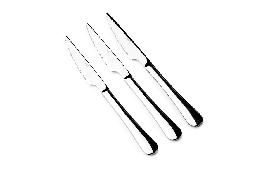 Conjunto 3 Facas de Carne em Aço Inoxidável para Serviço de Mesa
