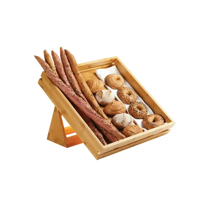 Conjunto Bandeja e Suporte em Bambu Grande para Buffet