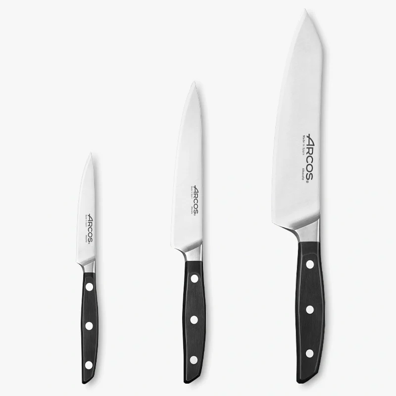 Conjunto 3 Facas Cozinha Forjadas: Chef, Santoku e Descascador