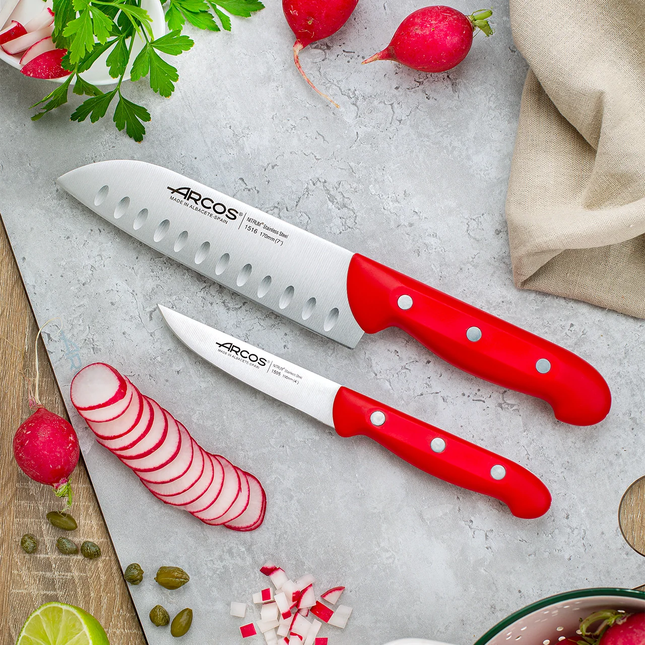 Conjunto de Facas de Cozinha 2 Peças: Santoku 170 mm e Descascar 100 mm