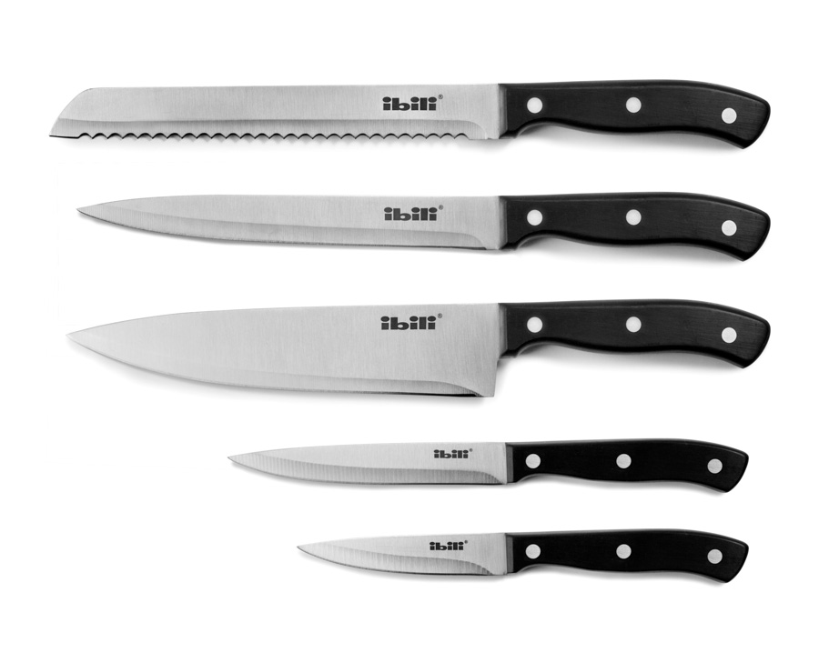 Conjunto de Facas Profissionais 5 Peças com Suporte de Bambu