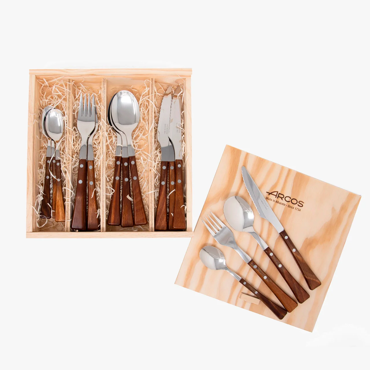 Conjunto de Talheres 16 Peças com Cabo de Madeira Comprimida