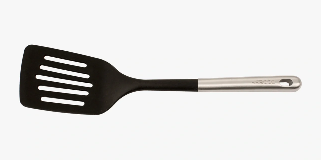 Espátula Ranurada de Silicone 339 mm, Cabo Inox, Resistente 240ºC