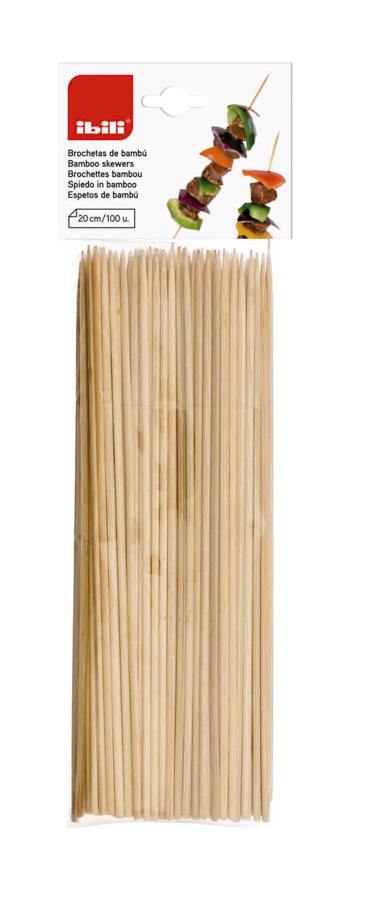 Espetos de Bambu 20 cm para Aperitivos e Grelhados - 100 un.