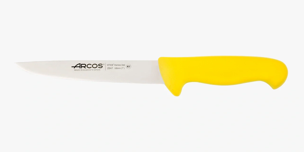 Faca de Açougueiro Lâmina Estreita 180 mm, Cabo Ergonómico Amarelo