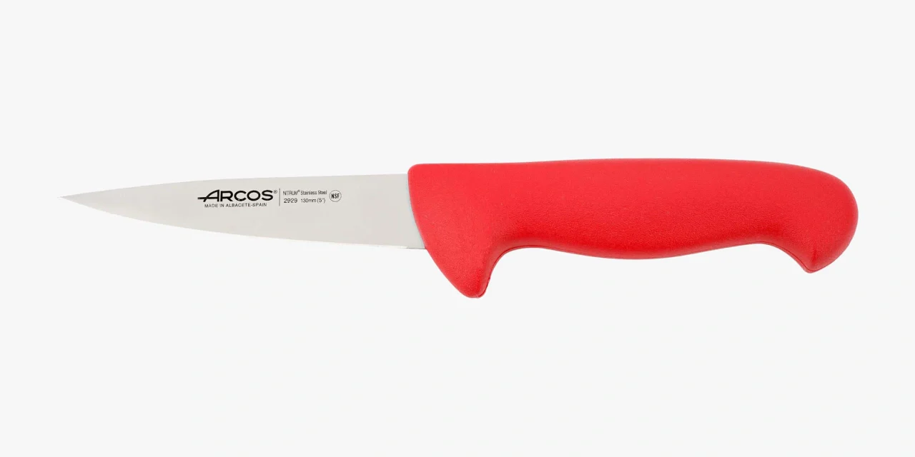 Faca de Carne Profissional 125mm Lâmina Inox Cabo Vermelho