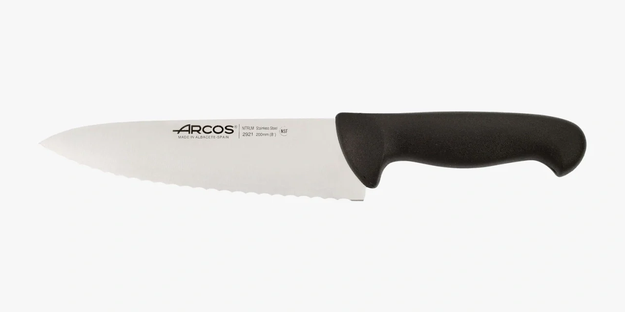 Faca de Chef Serrilhada 200 mm Aço Inoxidável NITRUM - Cabo Ergonómico