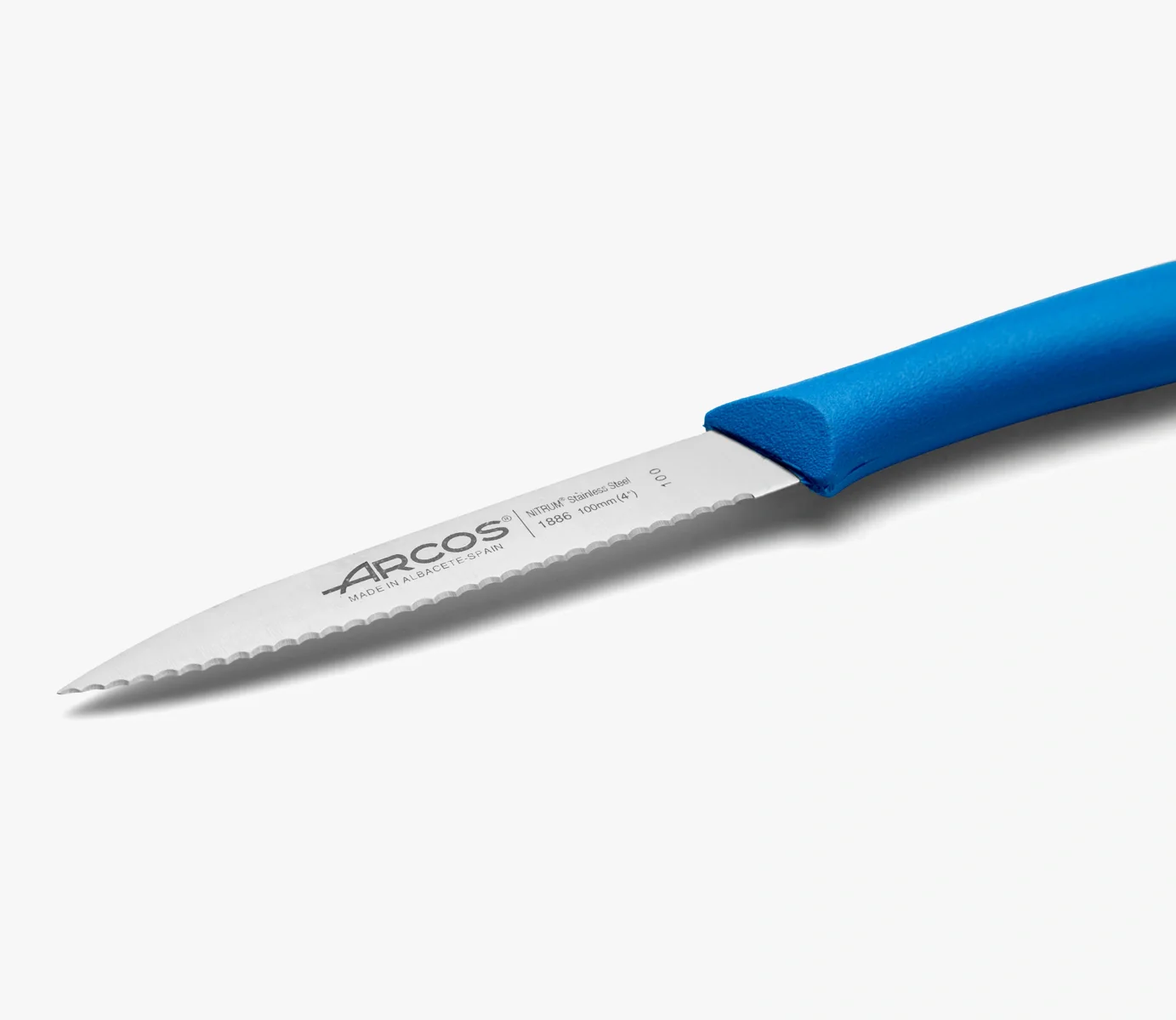 Faca de Descascar Serrilhada 100 mm – Cabo Azul Antiderrapante