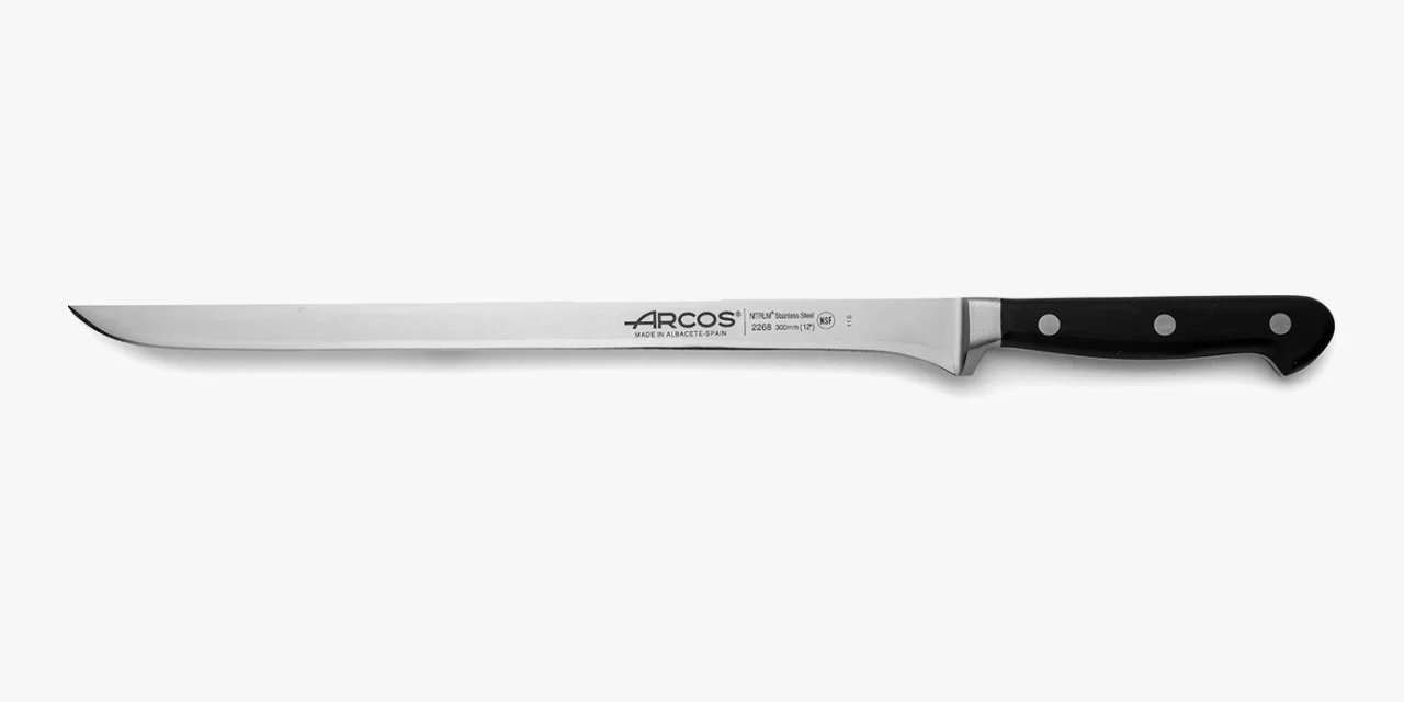 Faca Jamoneira 300 mm Aço Inoxidável Forjado NITRUM Cabo POM Preto