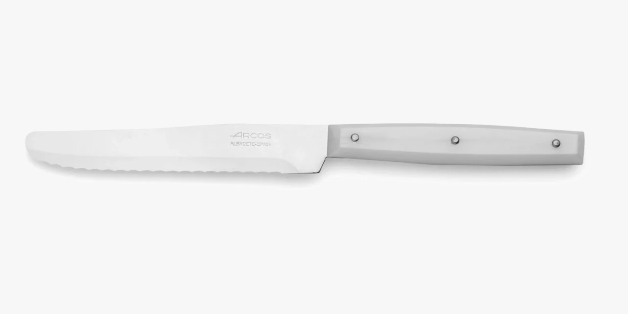 Faca de Mesa 115 mm Aço Inoxidável NITRUM Cabo Nylon Branco