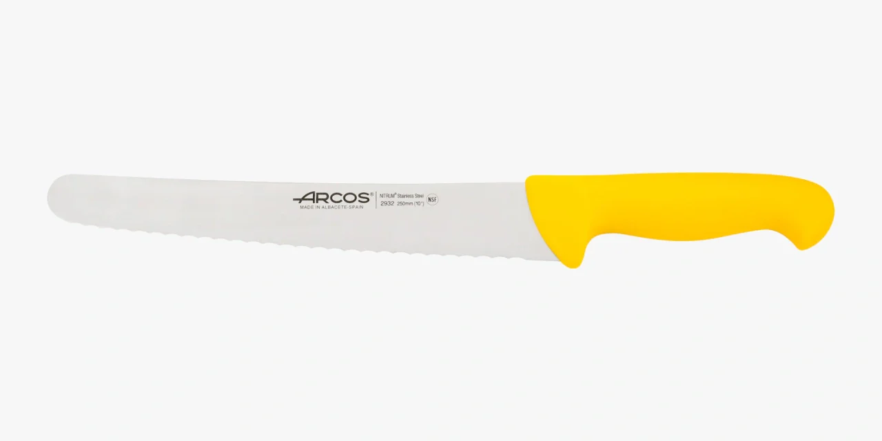 Faca de Pastelaria Profissional 250mm Lâmina Inox Nitrum Amarela