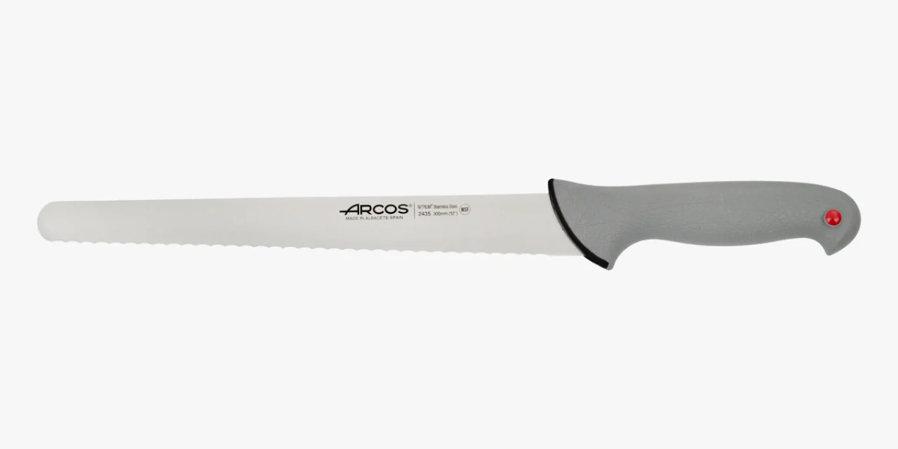 Faca de Pasteleiro Serrilhada 300 mm - Cabo Ergonómico Cinzento