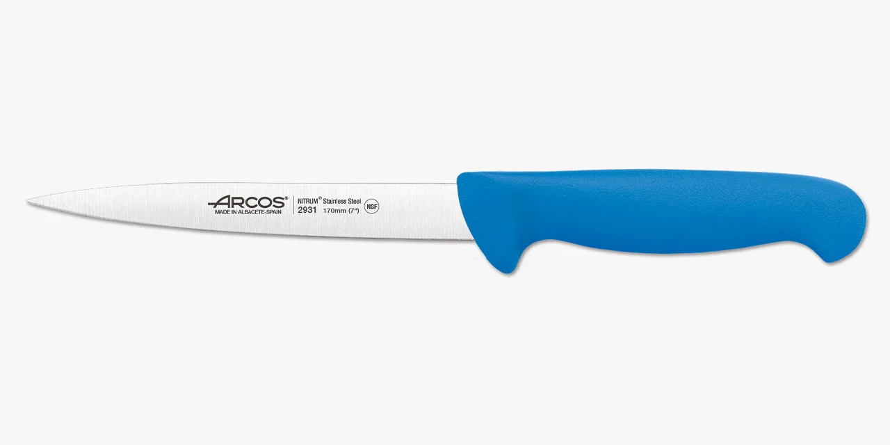 Faca para Pescado 170mm, Lâmina Nitrum, Cabo Ergonómico Azul