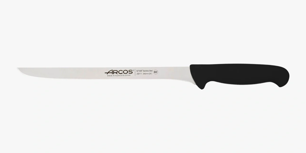 Faca para Presunto Flexível 240mm Aço Inox NITRUM Cabo Preto