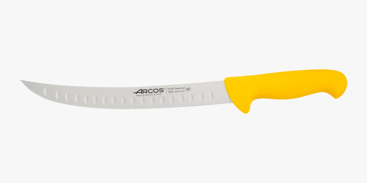 Faca de Talho Curva 250 mm Aço Inoxidável NITRUM Cabo Amarelo