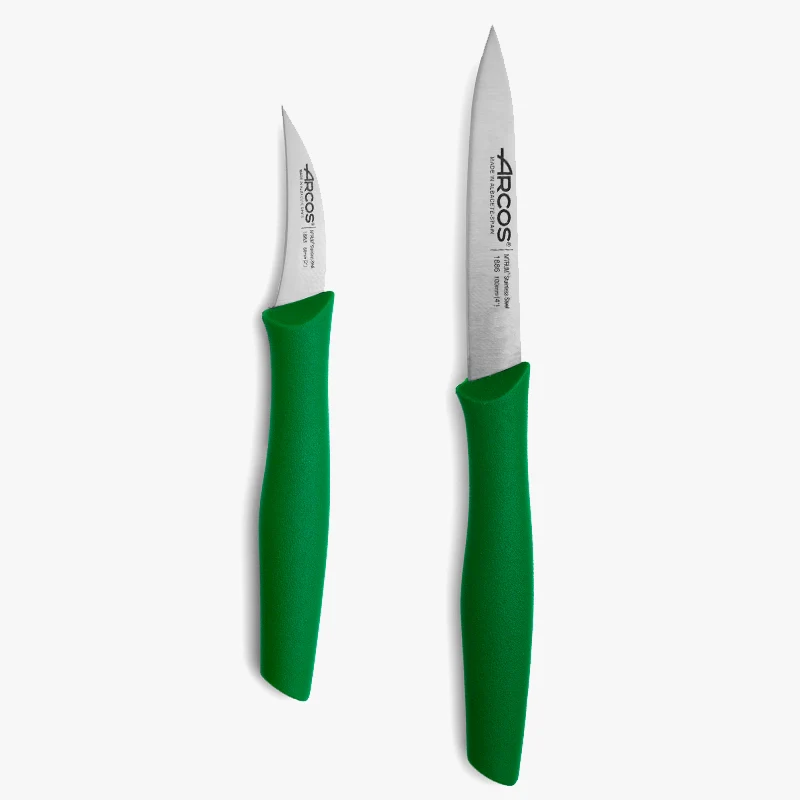 Conjunto 2 Facas de Descascar, Lâmina Inox, Cabo Ergonómico Verde