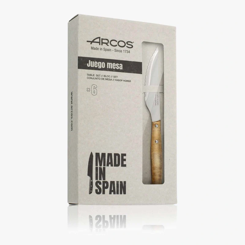 Set 6 Facas de Mesa para Carne, Lâmina 110mm Aço Inoxidável