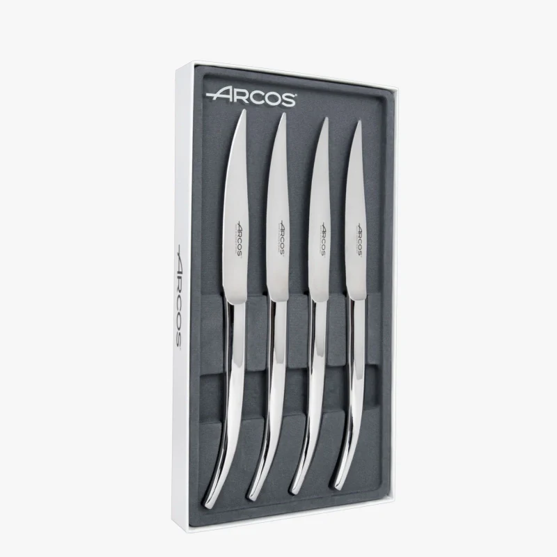 Conjunto 4 Facas de Mesa para Carne, Fio Liso, Aço Inoxidável 110mm