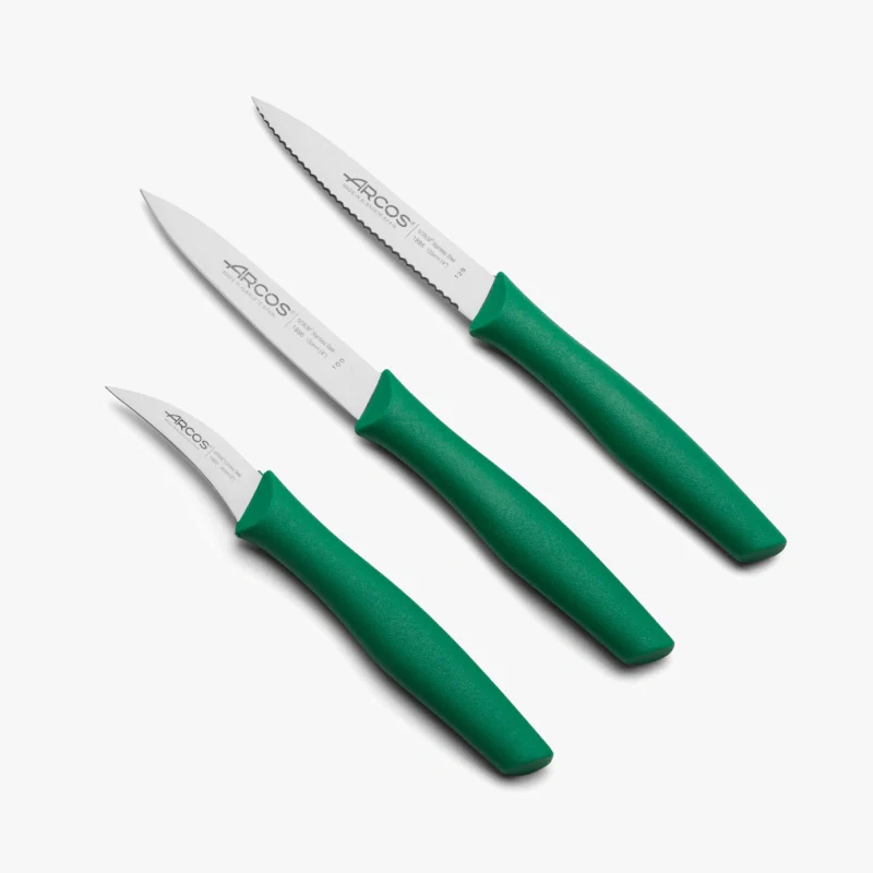 Conjunto 3 Facas Peladores Aço Inoxidável Cabo Ergonómico para Cozinha