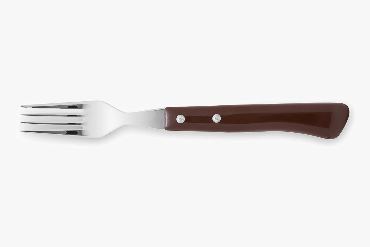 Garfo de Carne Aço Inoxidável 18/10, 200 mm, Cabo Nylon Castanho