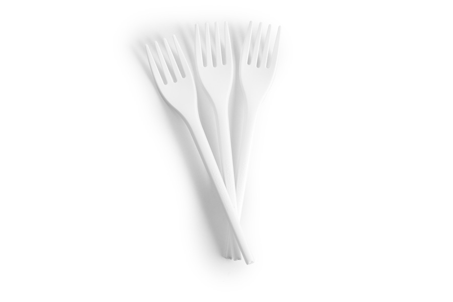 Garfo Descartável Amido de Milho Branco - Pack 6 Unidades
