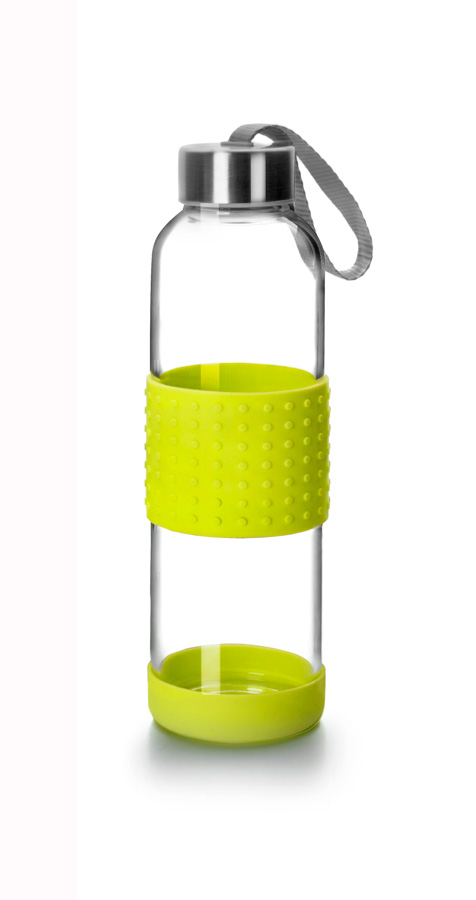 Garrafa de Vidro Borosilicato 500 ml Verde com Proteção Silicone
