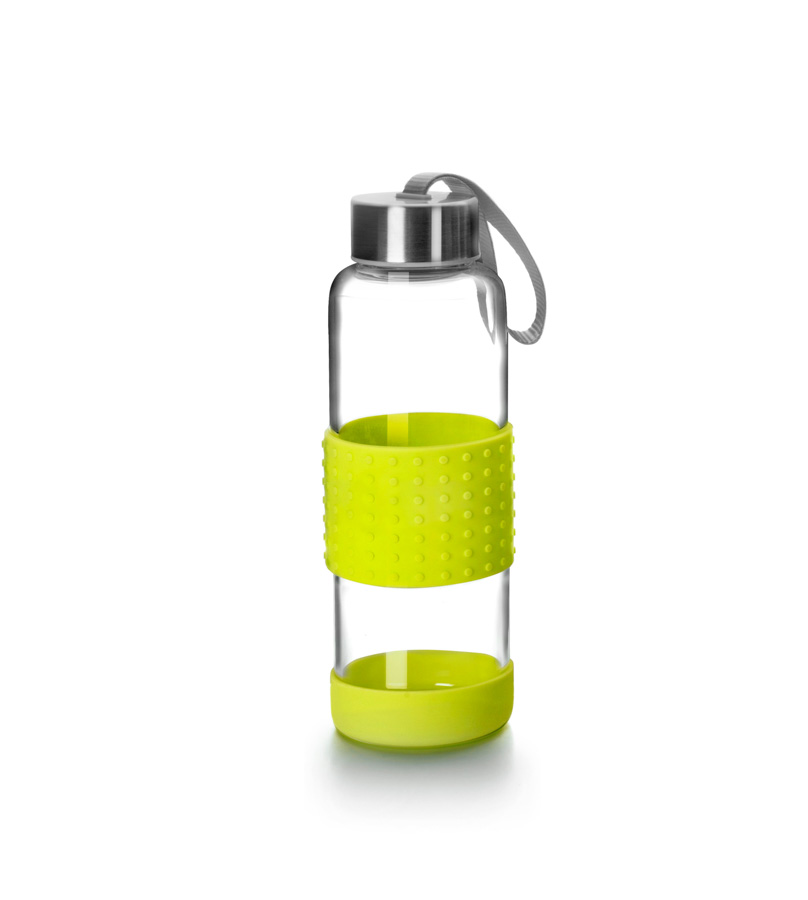Garrafa de Vidro Borosilicato 500 ml Verde com Proteção Silicone