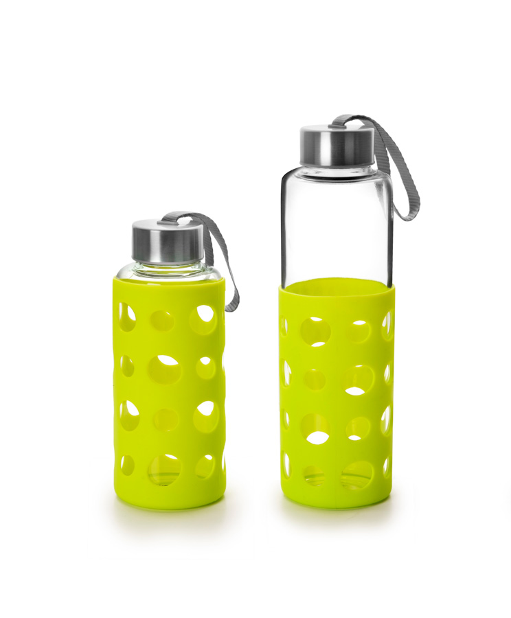 Garrafa de Vidro Borosilicato 400 ml Verde Reutilizável