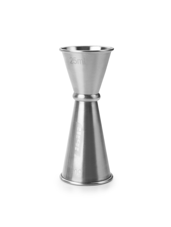 Medidor de Licor Duplo 25ml e 50ml em Aço Inoxidável