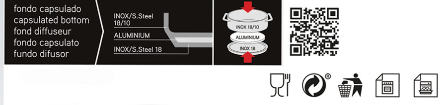 Paellera Inox 34 cm para Indução e Forno