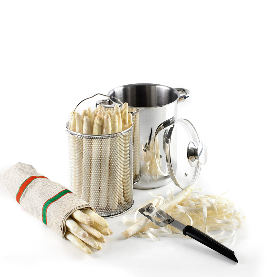 Panela para Espargos Inox 16 cm com Tapa de Vidro
