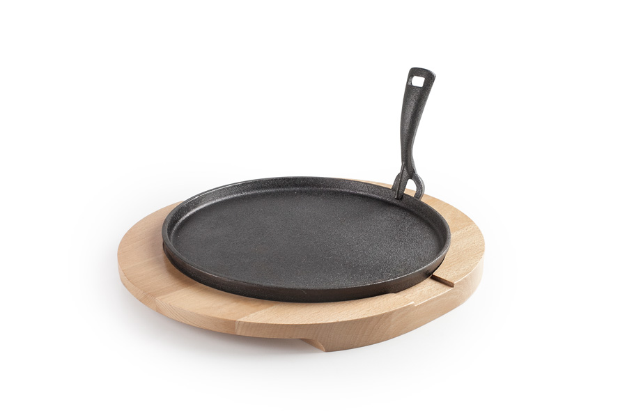Prato Ferro Fundido com Base de Madeira 26 cm