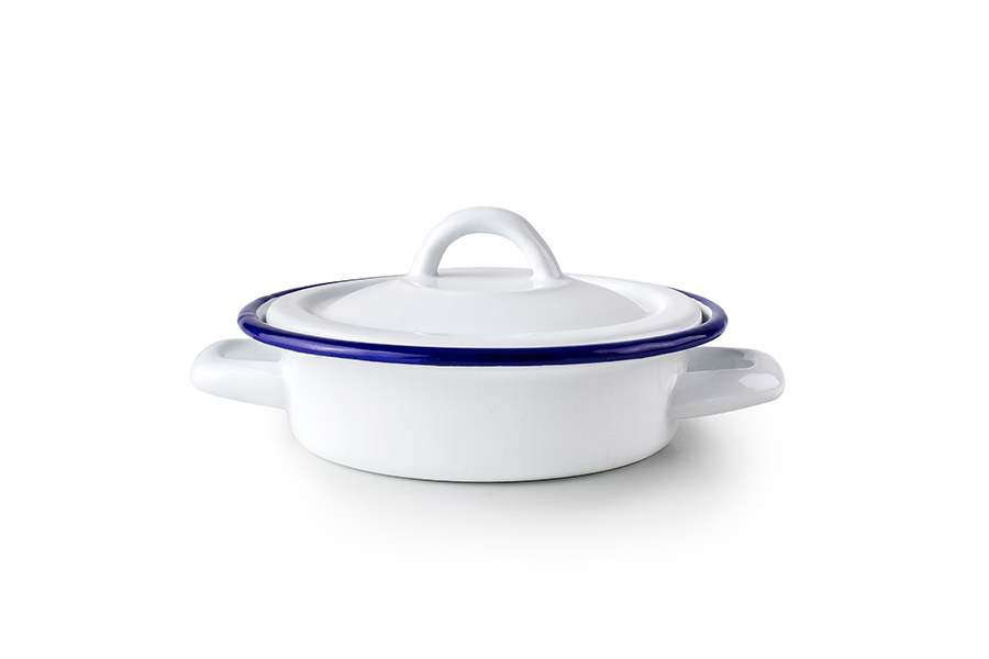 Prato para Ovos com Tampa 14 cm, Aço Esmaltado Branco