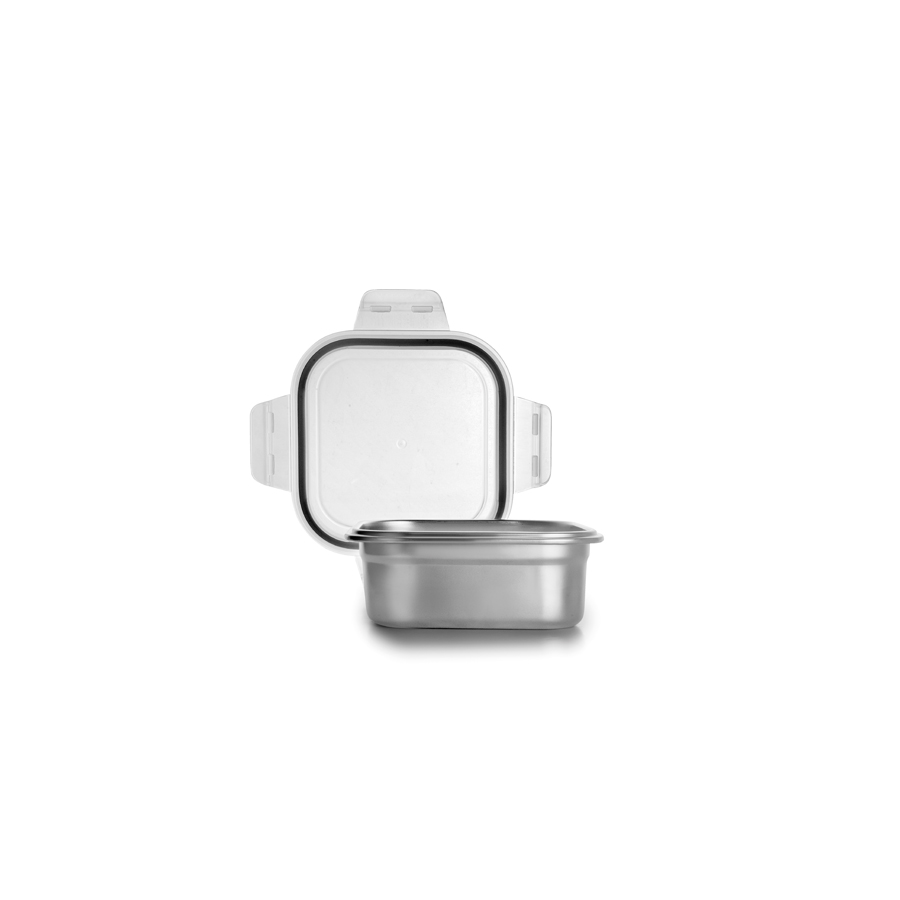 Recipiente Alimentar Quadrado 300 ml Aço Inoxidável Micro-ondas