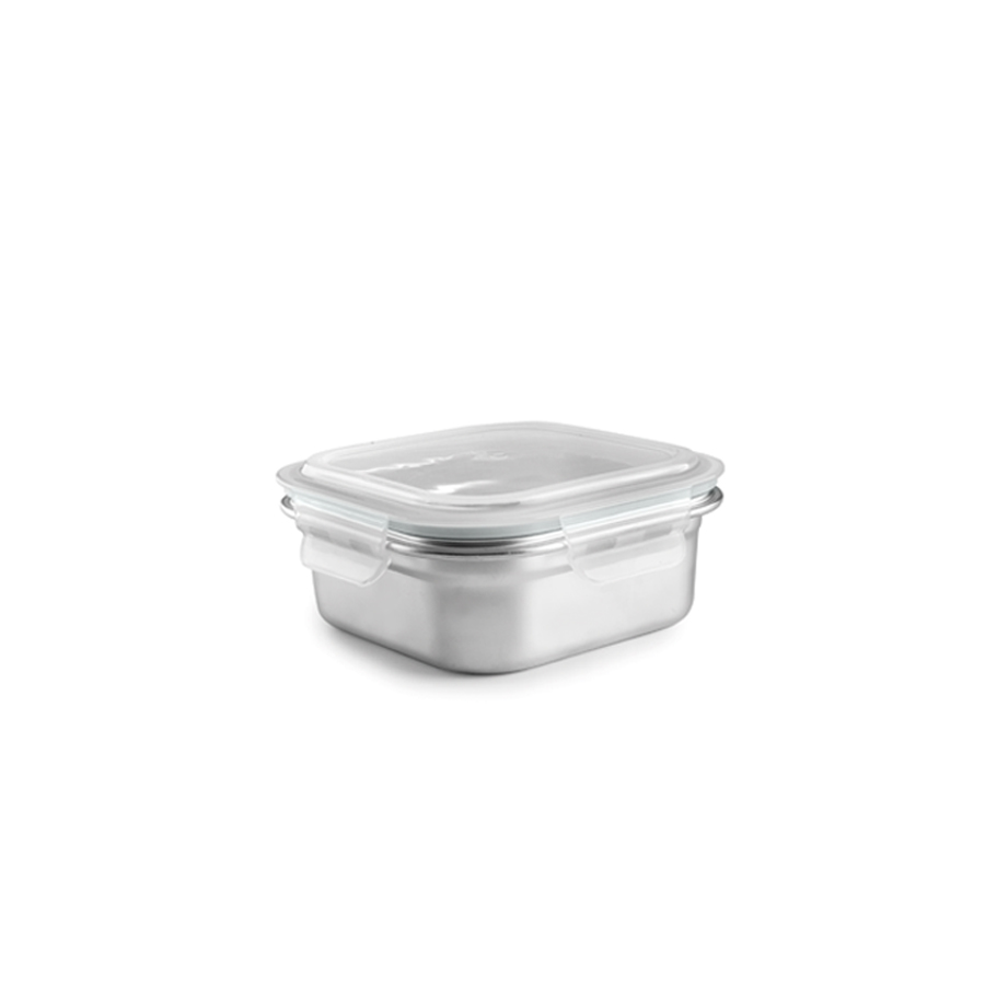 Recipiente Alimentar Quadrado 300 ml Aço Inoxidável Micro-ondas