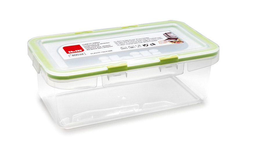 Recipiente para Alimentos 600ml Plástico e Silicone Verde