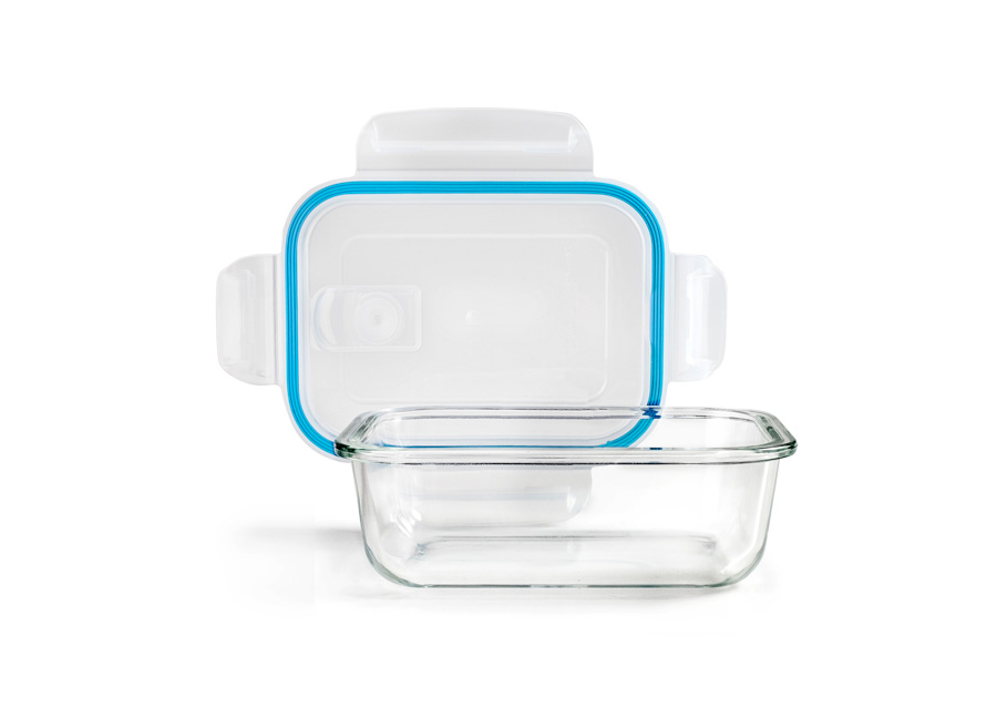 Recipiente de Armazenamento Retangular Borosilicato 1500ml com Válvula