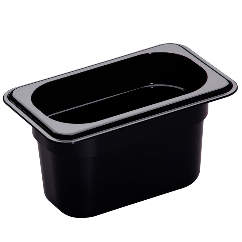 Recipiente GN 1/9 Policarbonato Preto 10 cm Profundidade