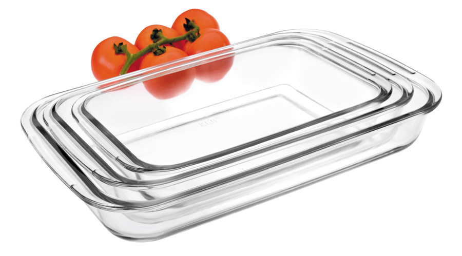 Set 3 Tabuleiros de Forno Retangulares em Borosilicato