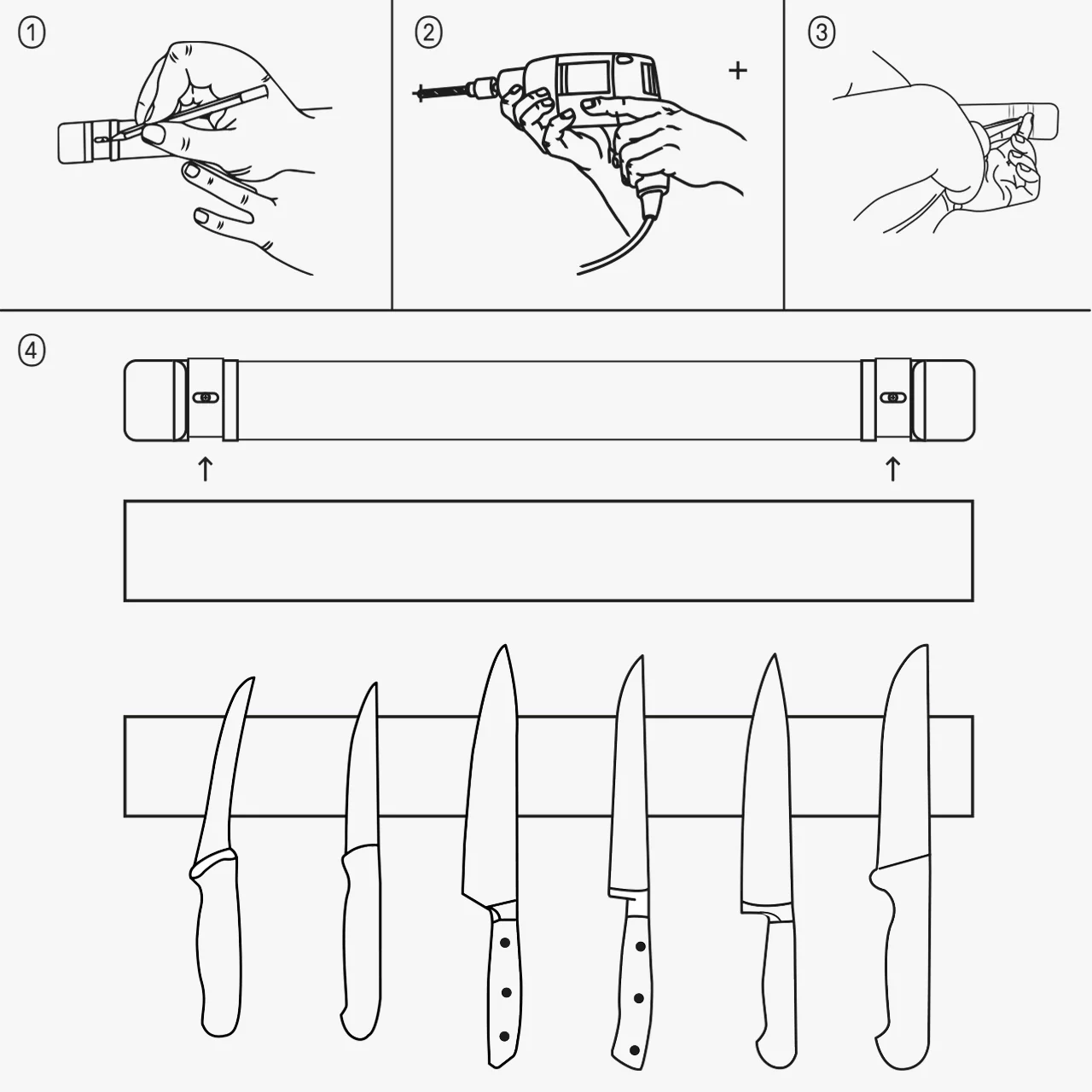 Suporte Magnético para Facas em Nogueira 45 cm