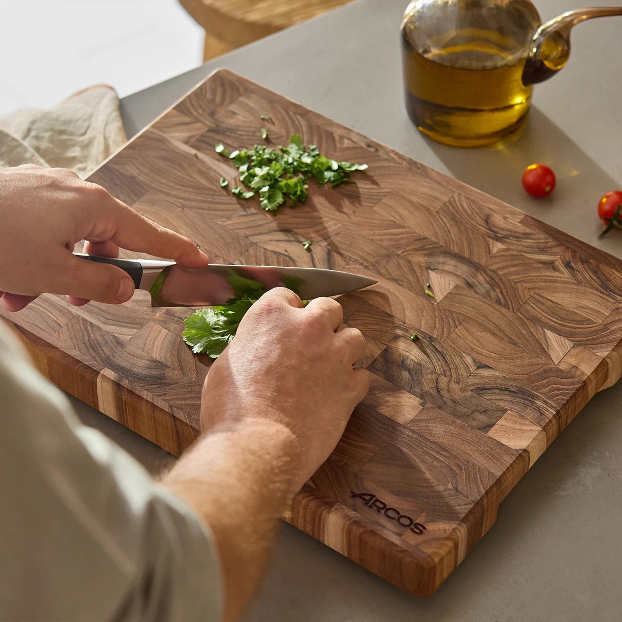 Tábua de Corte de Teca 370x280x32mm para Cozinha Profissional