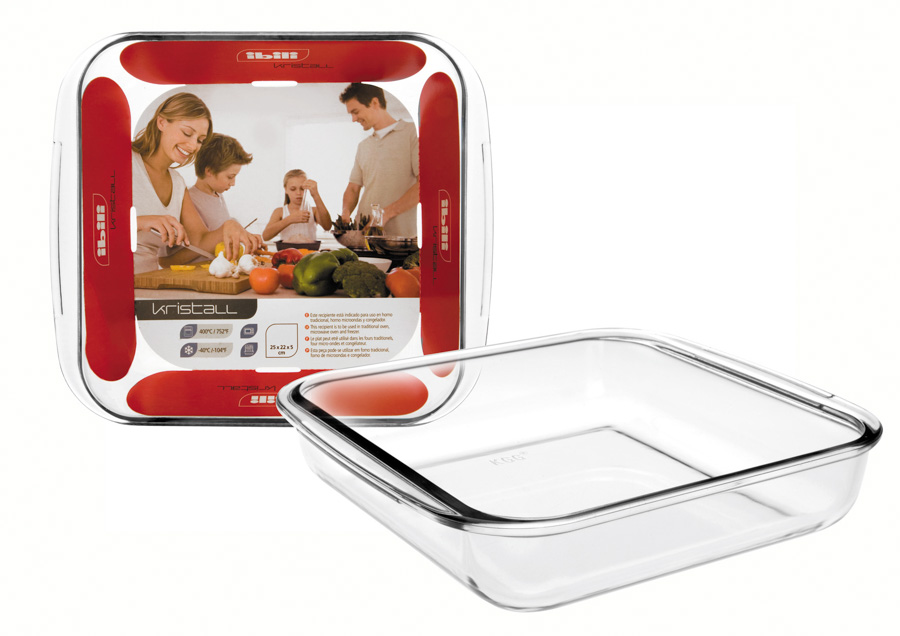 Tabuleiro de Forno Quadrado Borosilicato 25x22x5 cm