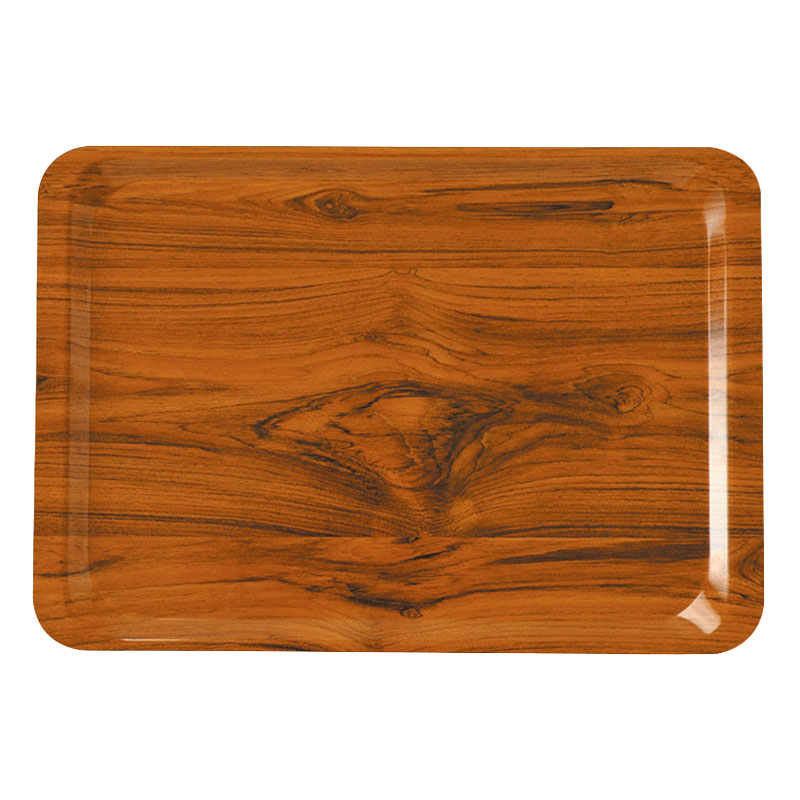 Tabuleiro Retangular Laminado 27x38 cm para Self-Service - Cor Teca