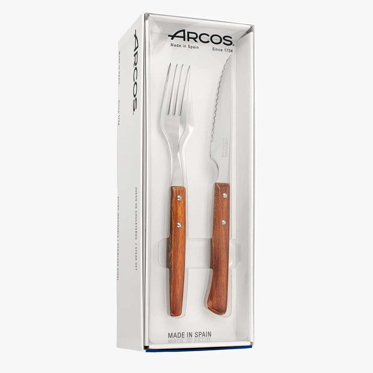 Conjunto de Talheres de Mesa para Bife, 12 Peças, Madeira Faia