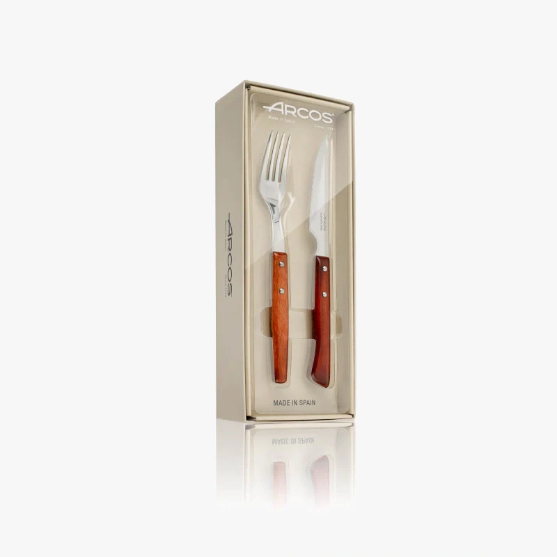 Conjunto de Talheres de Mesa para Bife, 12 Peças, Madeira Faia