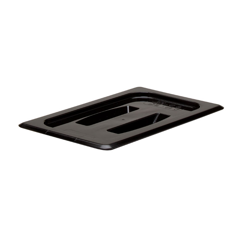 Tampa GN 1/4 com Pega, Policarbonato Preto, 162x265 mm